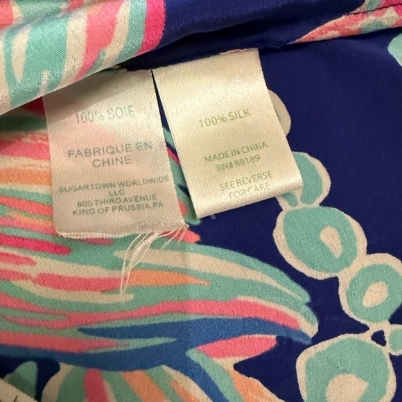 Lilly Pulitzer Kimi Going Coastal Handkerchief 100% Silk Tank Top Size Medium - Picture 7 of 9